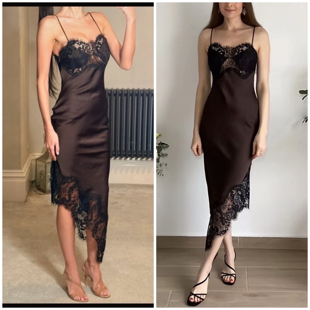 ZARA ASYMMETRIC SATIN LACE DRESS ZW COLLECTION